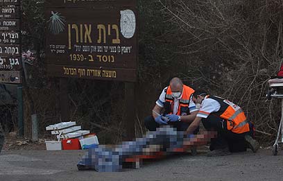 Évacuation d’un brûlé lors de l’incendie de forêt du Carmel. Photo incendie Carmel - décembre 2010